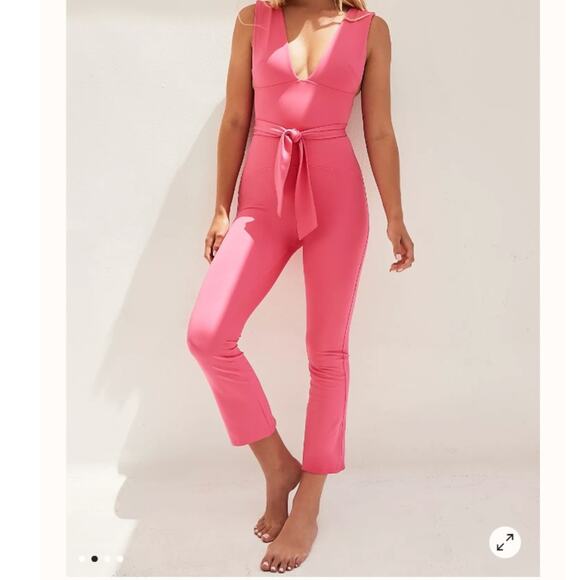 Free People Movement One Piece After Hours Jumpsuit Belted Pink Size S NWT - Picture 3 of 9